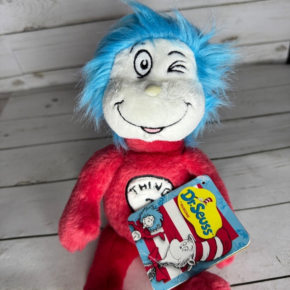 Aurora World Thing 2 Plush Dr‎ Seuss Cat in the Hat 8" Blue Stuffed Toy
